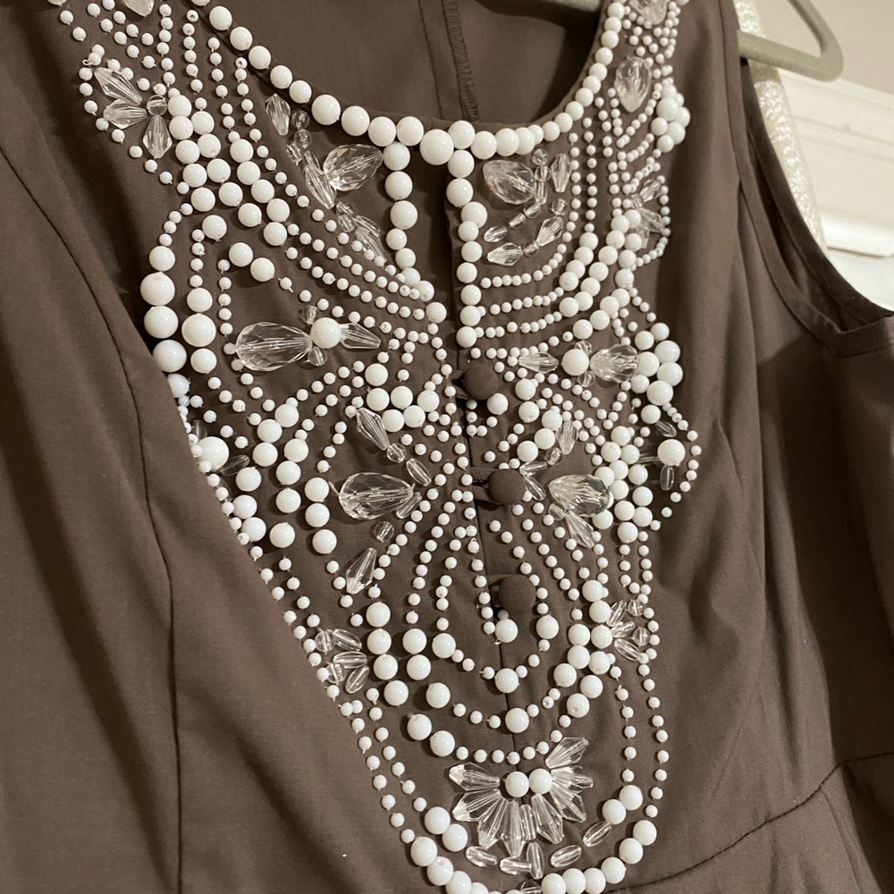 Brown dress with White bead Detail